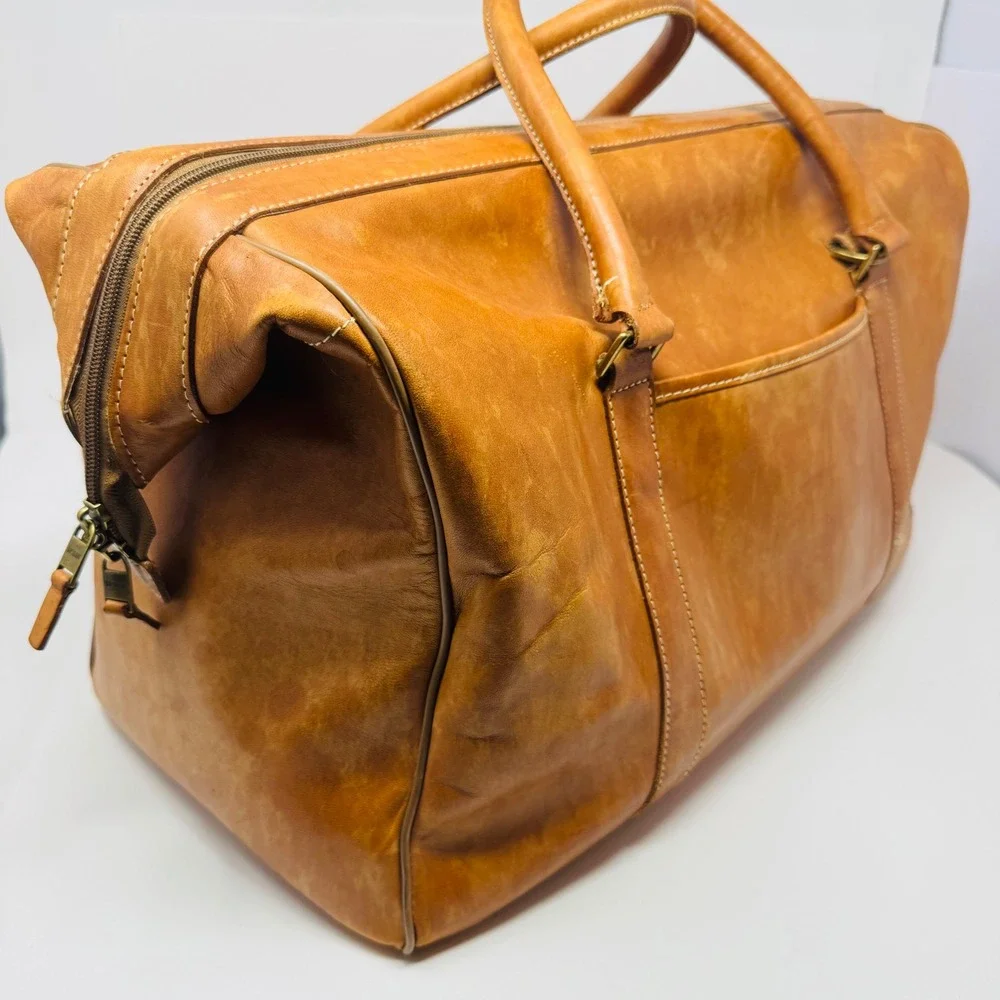 VTG Hartmann Heritage Tan Belting Leather Duffel Bag Weekender Luggage Carryon